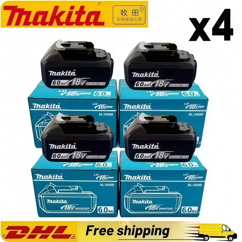 Bateria Makita 100% Original, Bateria Recarregável de 6.0Ah 18V, Substitui Makita BL1830B L1840B L1850B L1860B, Bateria para Ferramentas Elétricas