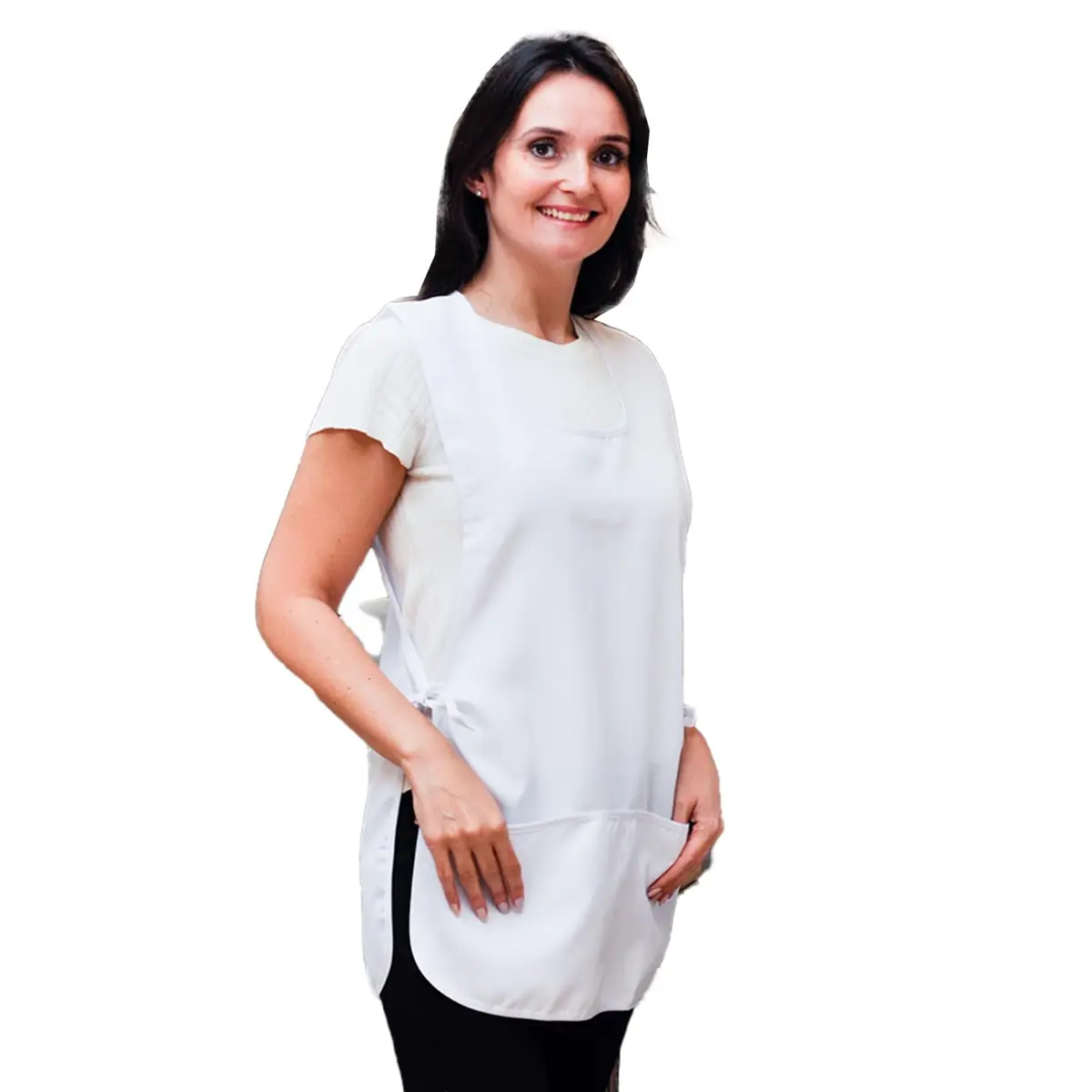 Kit 3 Avental Bata Oxford Liso Uniforme Frente e Costa Com 2 Bolsos