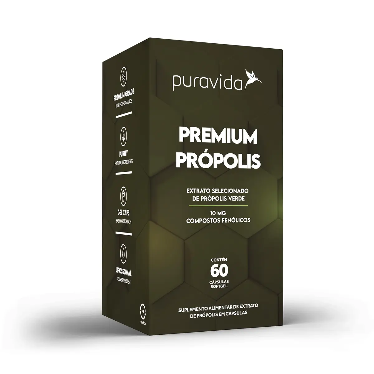 Puravida Vitaminas Extrato Própolis Verde 60 Cápsulas - 1