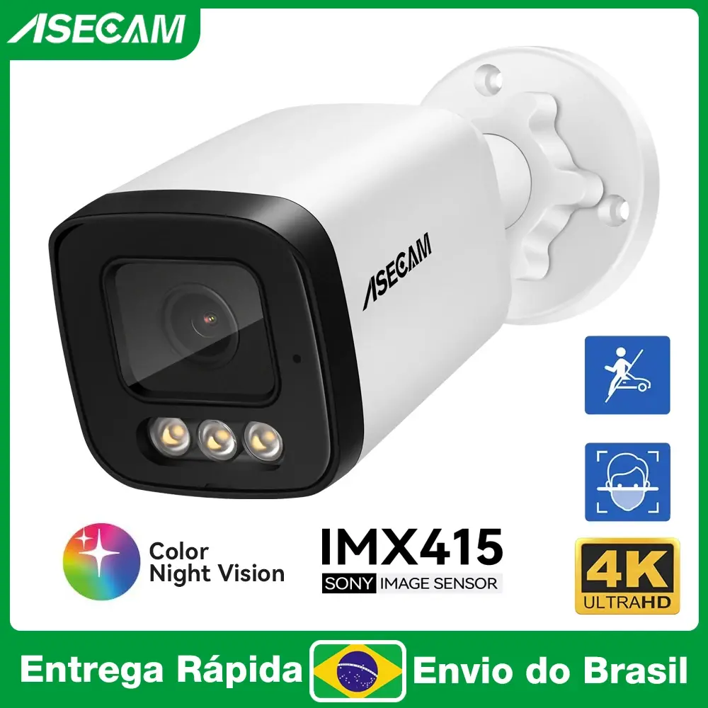 ASECAM 4k Super luz das estrelas Câmera de Segurança Aurora Lux Verdadeiro Cor Visão Noturna Lente F1.0 POE Onvif 8MP Camera de Vigilância ICsee