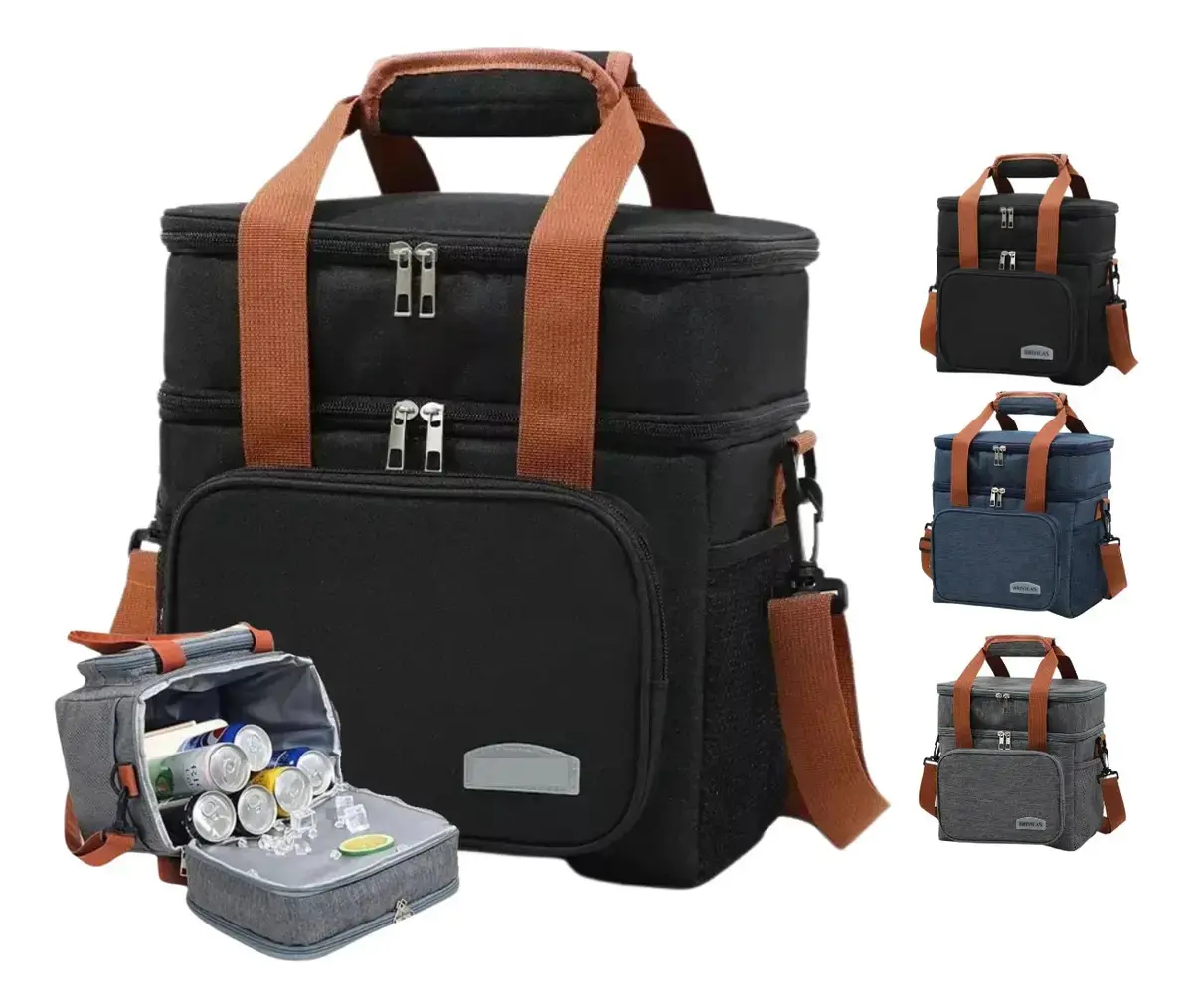 Bolsa Térmica Elegante Epsilon Transversal Alça De Ombro Marmita Bebida Academia Trabalho Cor Preto
