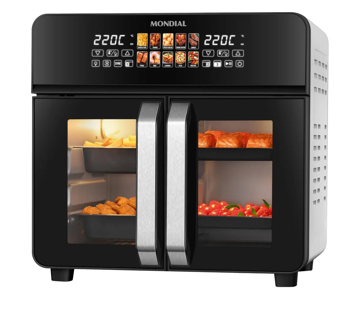 MONDIAL Air Fryer Forno 25L French Door, Preto/Inox, 2000W, 110V - AFDO-25L-FD