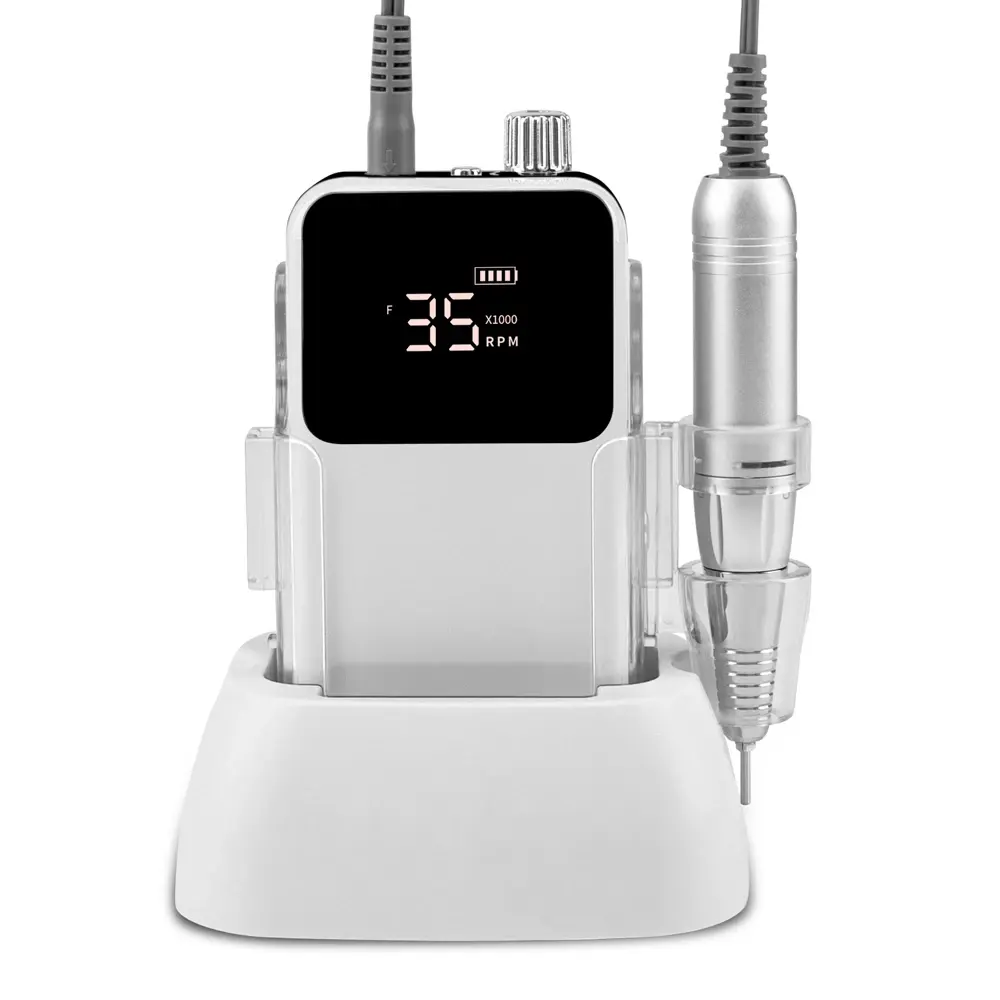 Siminail retângulo broca do prego recarregável base de mesa 35000rpm manicure máquina elétrica arquivo prego pedicure perfuração sem fio