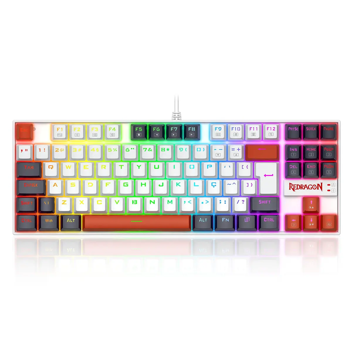 Teclado Mecânico Gamer Redragon Kumara RGB TKL Switch Marrom Branco, Preto e Vermelho K552WLR-RGB PT-BROWN