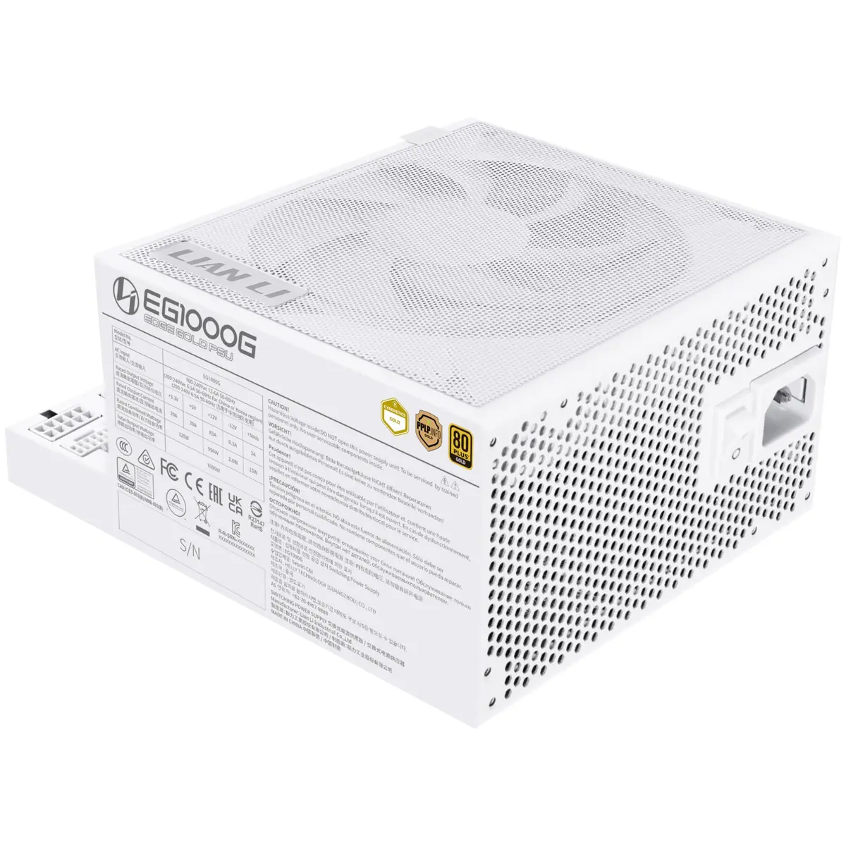 Fonte Lian Li Edge Gold 1000W 80 Plus Gold Branco Full Modular 12VHPWR Cybenetics Gold com hub USB EG1000G WHITE BR - 1