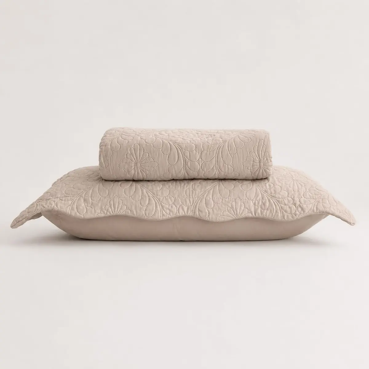 LYOR - Colcha Matelassê Solteiro Arabeske com 1 Porta Travesseiro Microfibra Bege - 1
