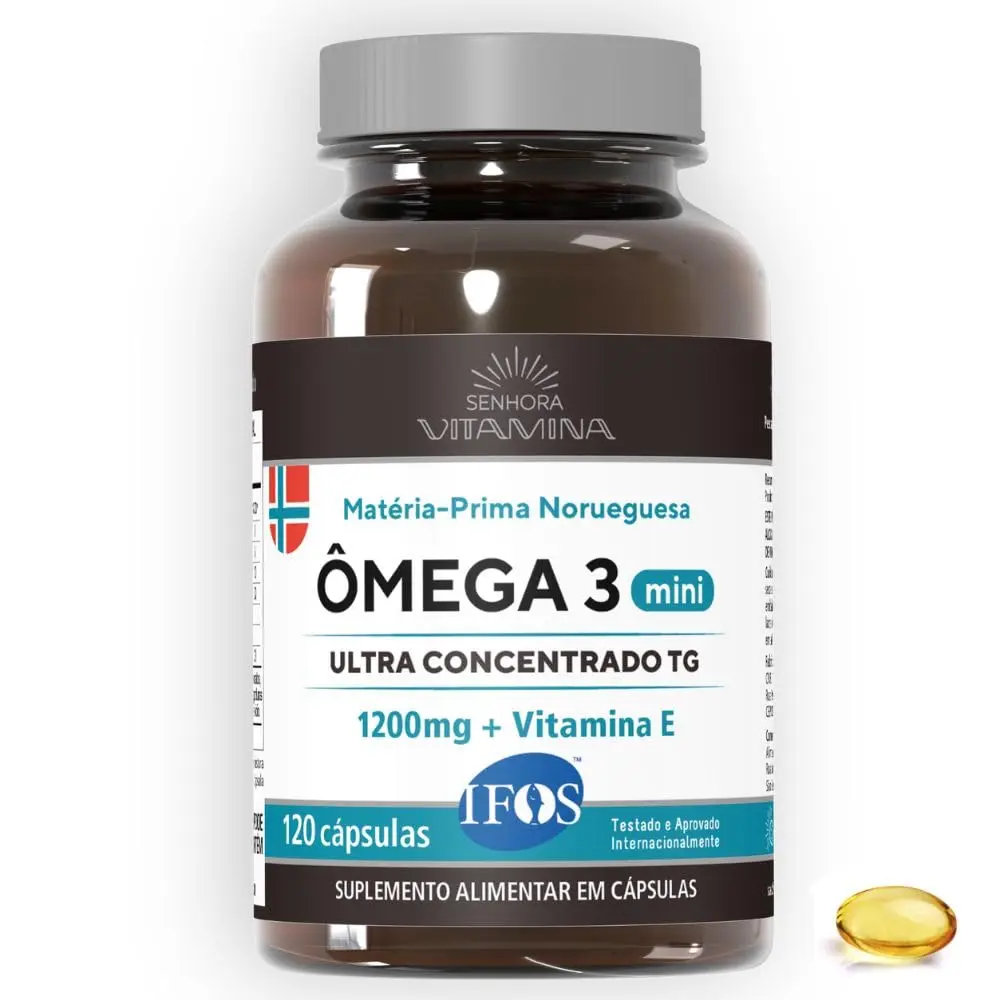 Ômega 3 da Noruega Ultra Concentrado TG Certificado IFOS Mini Cápsulas 1.200mg EPA + DHA Fácil de Engolir (120 cápsulas)