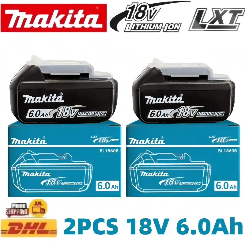 Bateria Makita 18V 6Ah 100% Original BL1860B, Bateria Recarregável de Íon de Lítio para Ferramentas Elétricas Makita 18V, Substitua a Bateria.