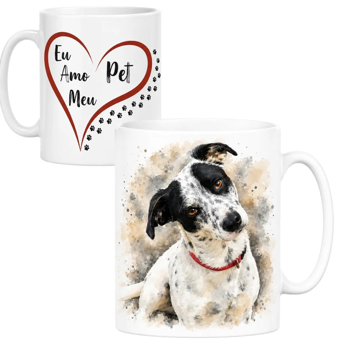 Caneca Porcelana Cachorro Escolha Várias Raças Lembrança Presente Criativo Personalizado Mãe Pai de Pet Otima Impressão (Branco, SRD BRANCO E PRETO)