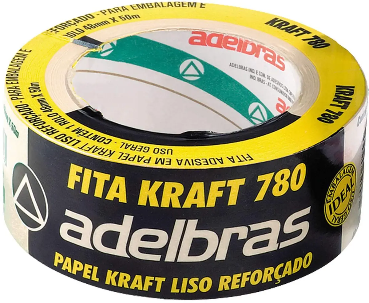 Fita para Empacotamento Papel Kraft 780, 48mmX50mts, Adelbras - 1