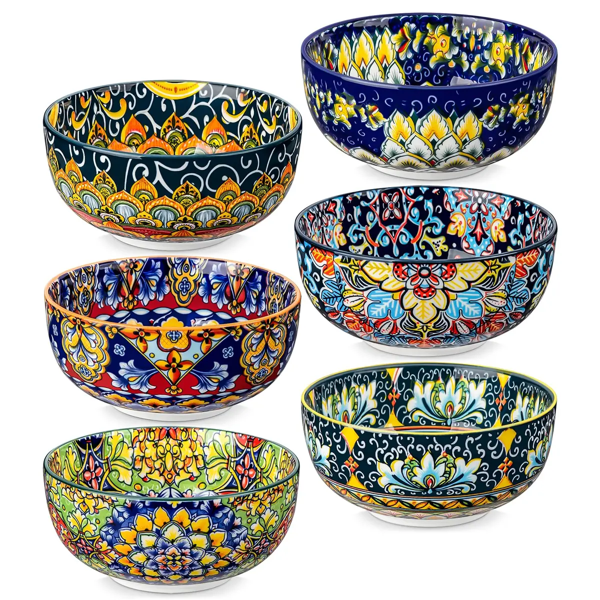 vancasso Conjunto de 6 tigelas de cereais SIMI de 793 g, tigelas de sopa de | Para massas, saladas, ramen, servir frutas, lava-louças e micro-ondas, porcelana, resistente a lascas, tigelas decorativas
