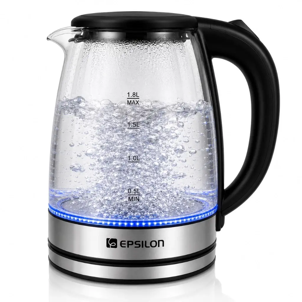 1,8 Litros Chaleira Elétrica Inox Vidro Bule Térmica - 1