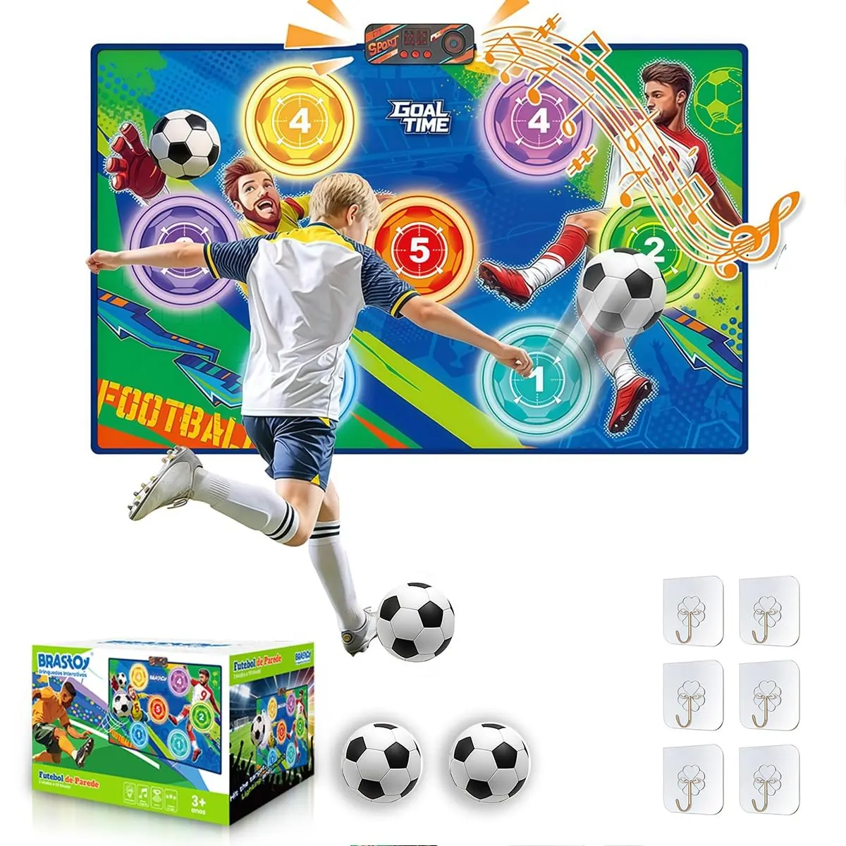 Chute a Gol Infantil Tapete Interativo 3 Modos para 1 ou 2 Jogadores