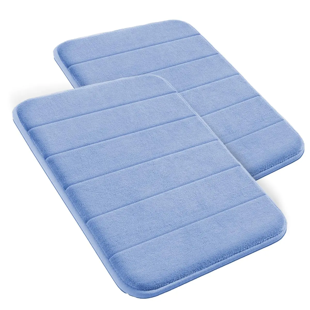 Decolab Kit 2 Tapetes de Banheiro Super Soft Antiderrapantes Azul | Alta absorção, Toque Extra macio e tratamento antimofo. Base emborrachada. 2 peças de 60 x 40 cm Cada.