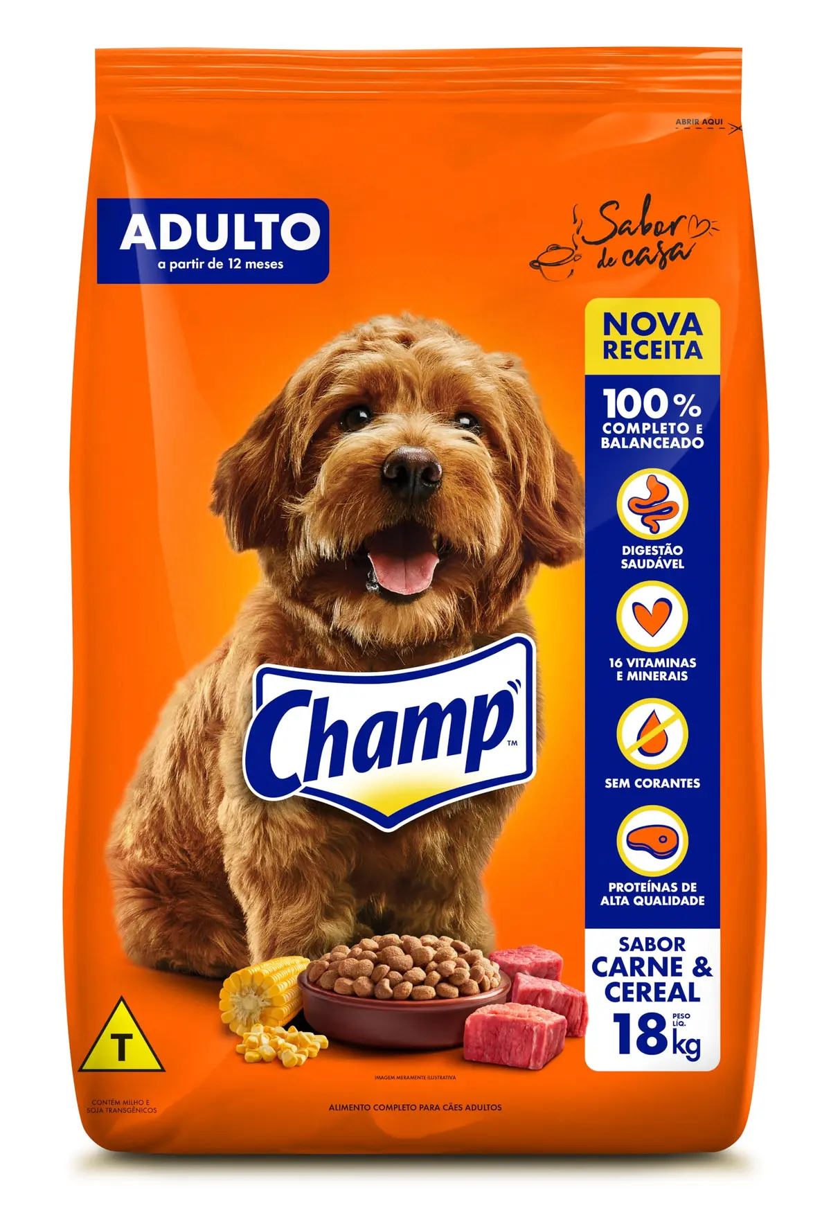 Ração Champ Carne e Cereal Para Cães Adultos 18 kg - 1