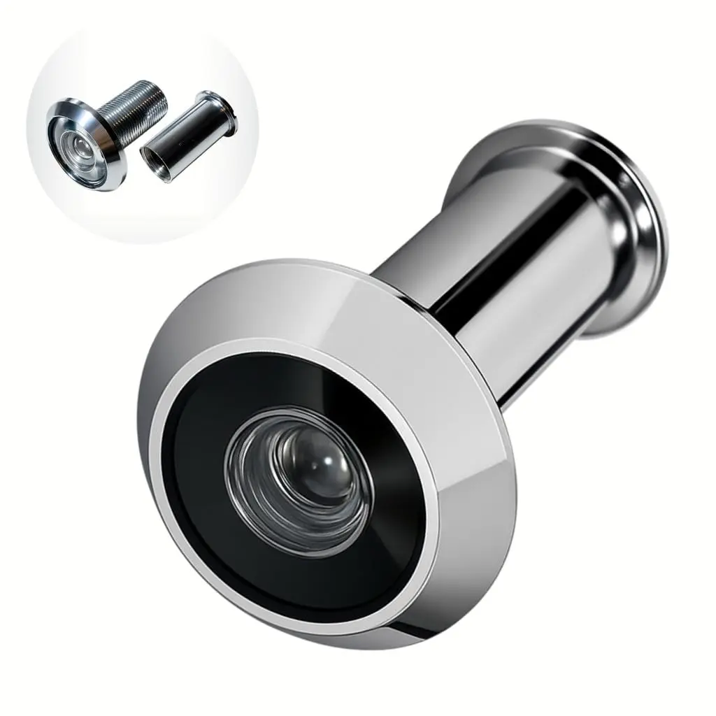 Olho Mágico com Visor de Porta Cromado 200 Graus | Visor de Segurança para Portas e Portões 35 a 60mm - 1