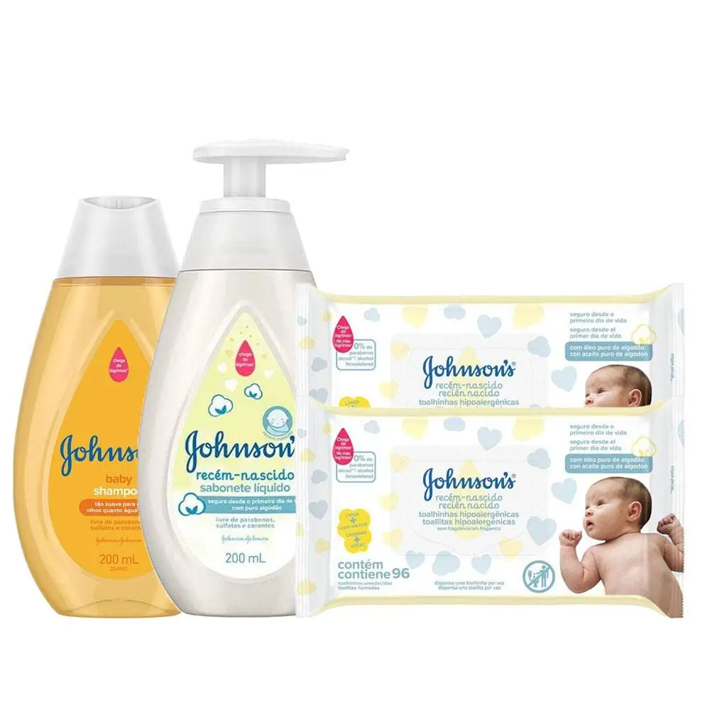Kit Johnson's Baby: Toalinhas + Shampoo + Sabonete Líquido - 1