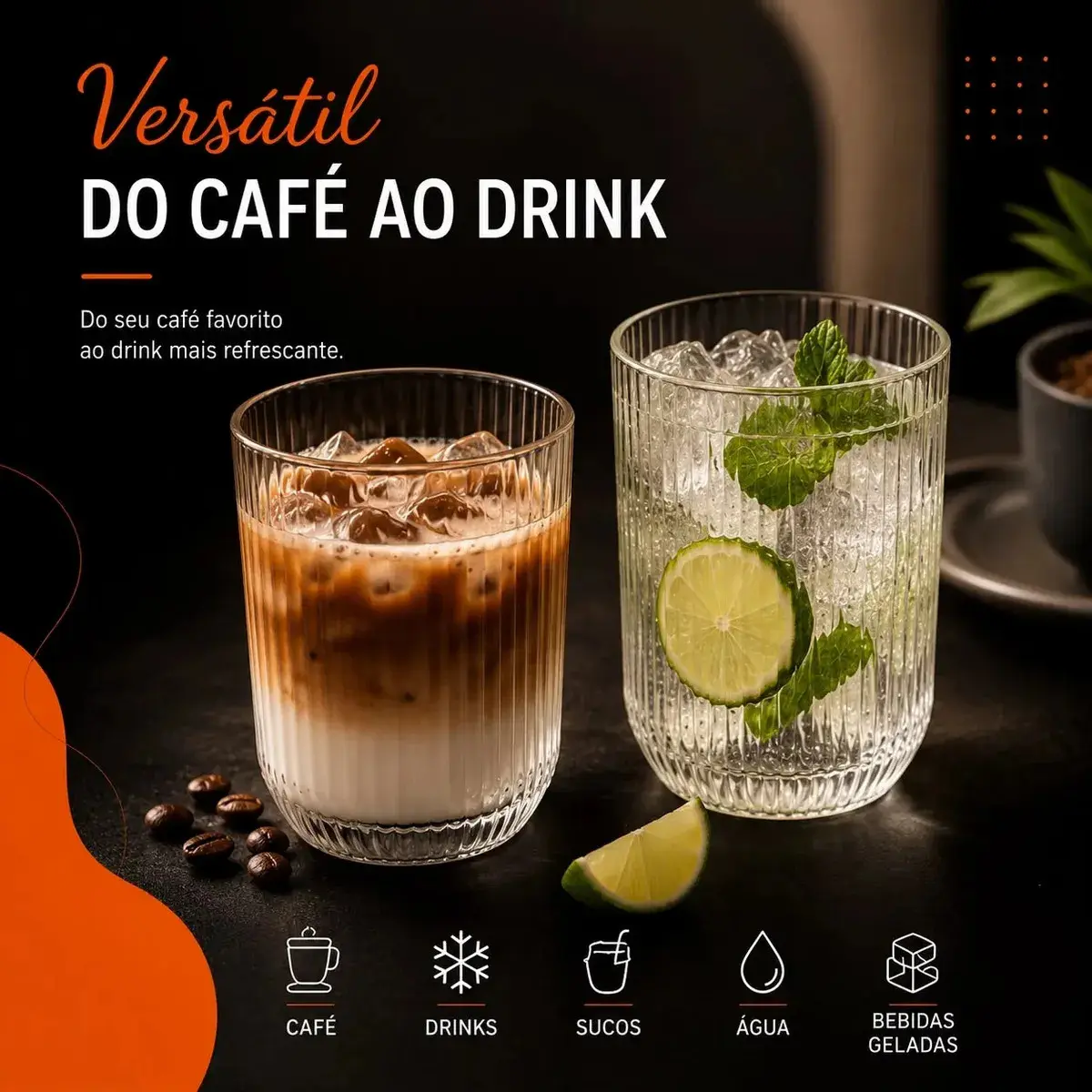 Jogo 6 Copos Vidro Canelado 423ml Moderno Elegante Premium Vinho Água Suco Drinks Gin Whisky Jogo Copos Taça Copo Conjunto Design Luxo Texturizado Cozinha Restaurante Decoração Hold On thumbnail 8