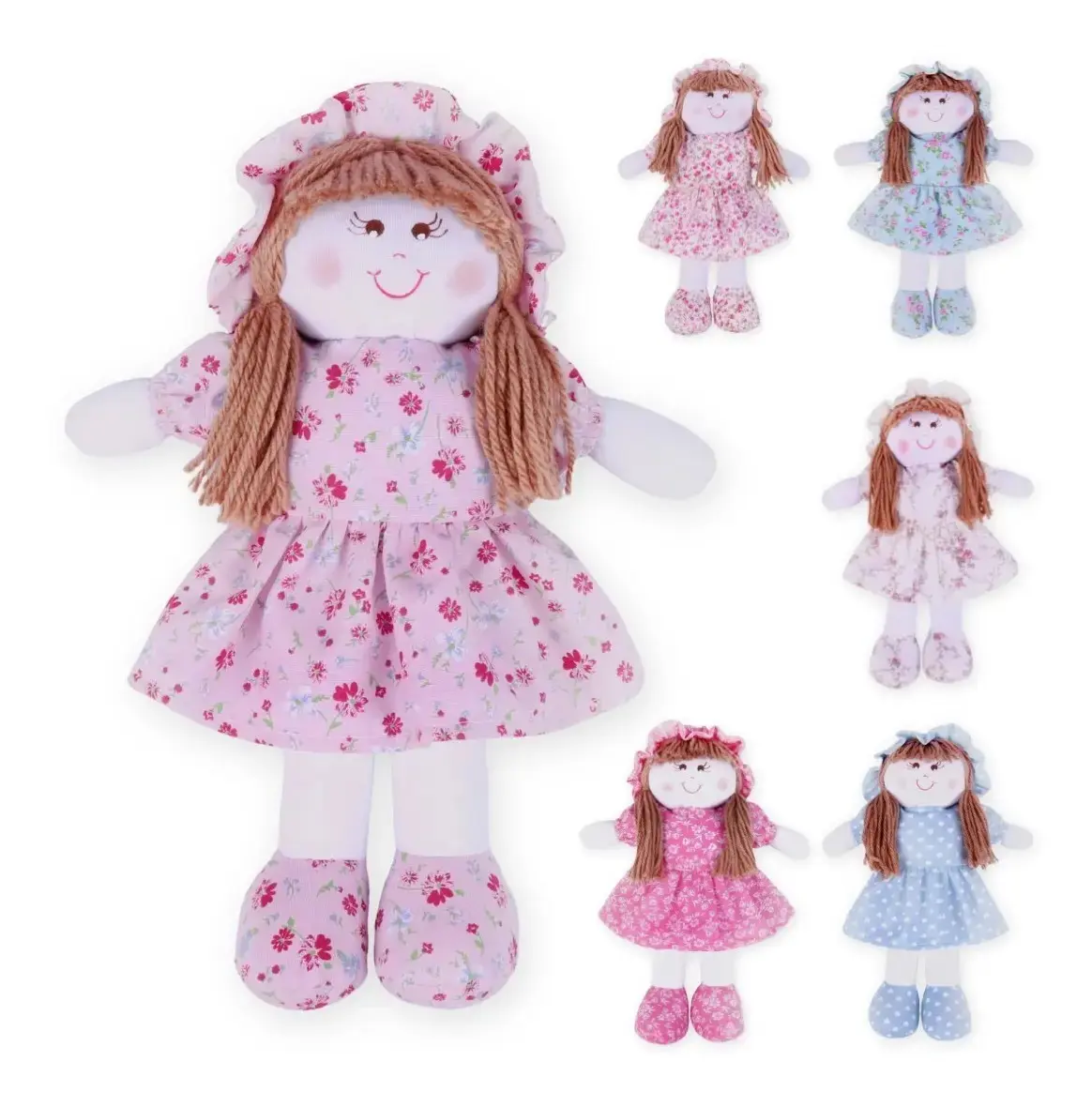 Boneca De Pano Menina Vestido Estampas Sortidas Mercado Bebê