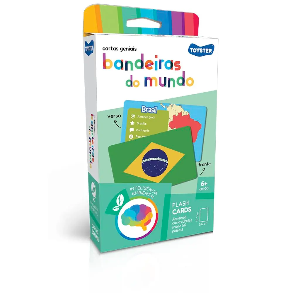 Toyster - Cartas Geniais Bandeiras do Mundo - Jogo da Memória 56 Cartas - 6 Anos - Inteligência Ambiental - 1
