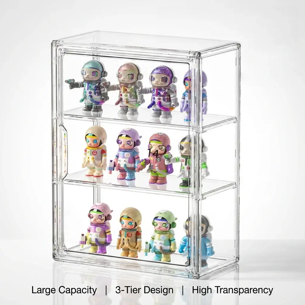1 Caixa de Exibição de Figuras em Acrílico Transparente com Duas Prateleiras Removíveis, Caixa de Armazenamento à Prova d'Água e à Prova de Poeira para Mini Figuras