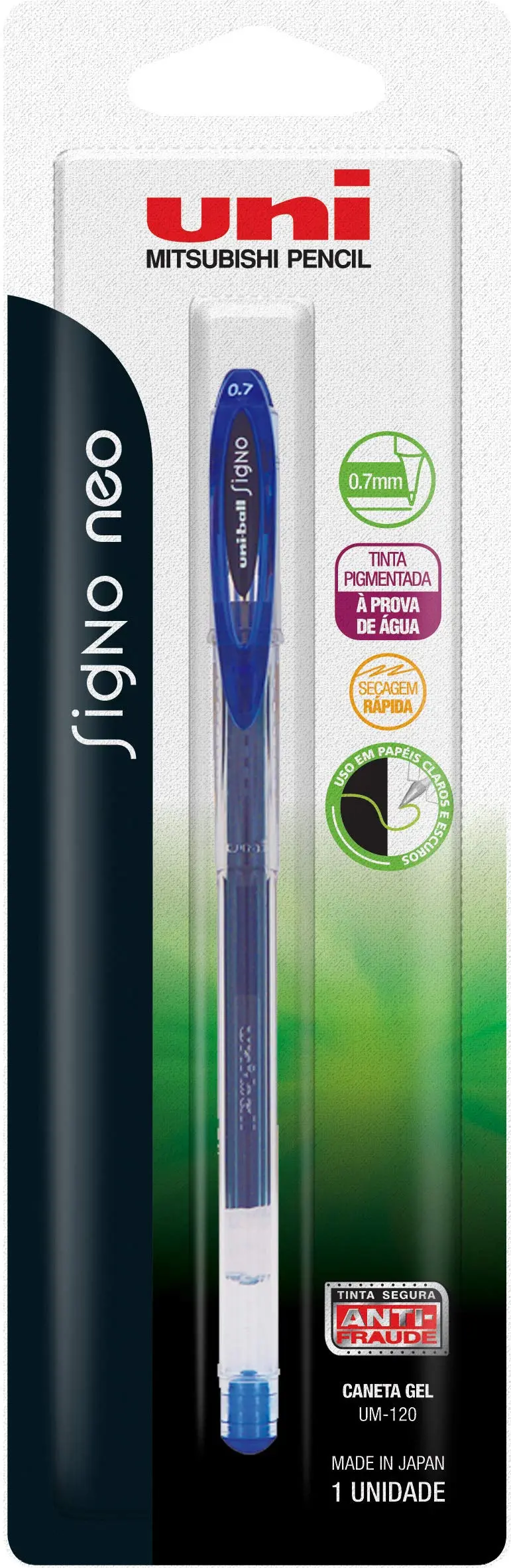 uni-ball Signo NEO UM-120 Caneta Gel - Azul - Blister c/1 unidade