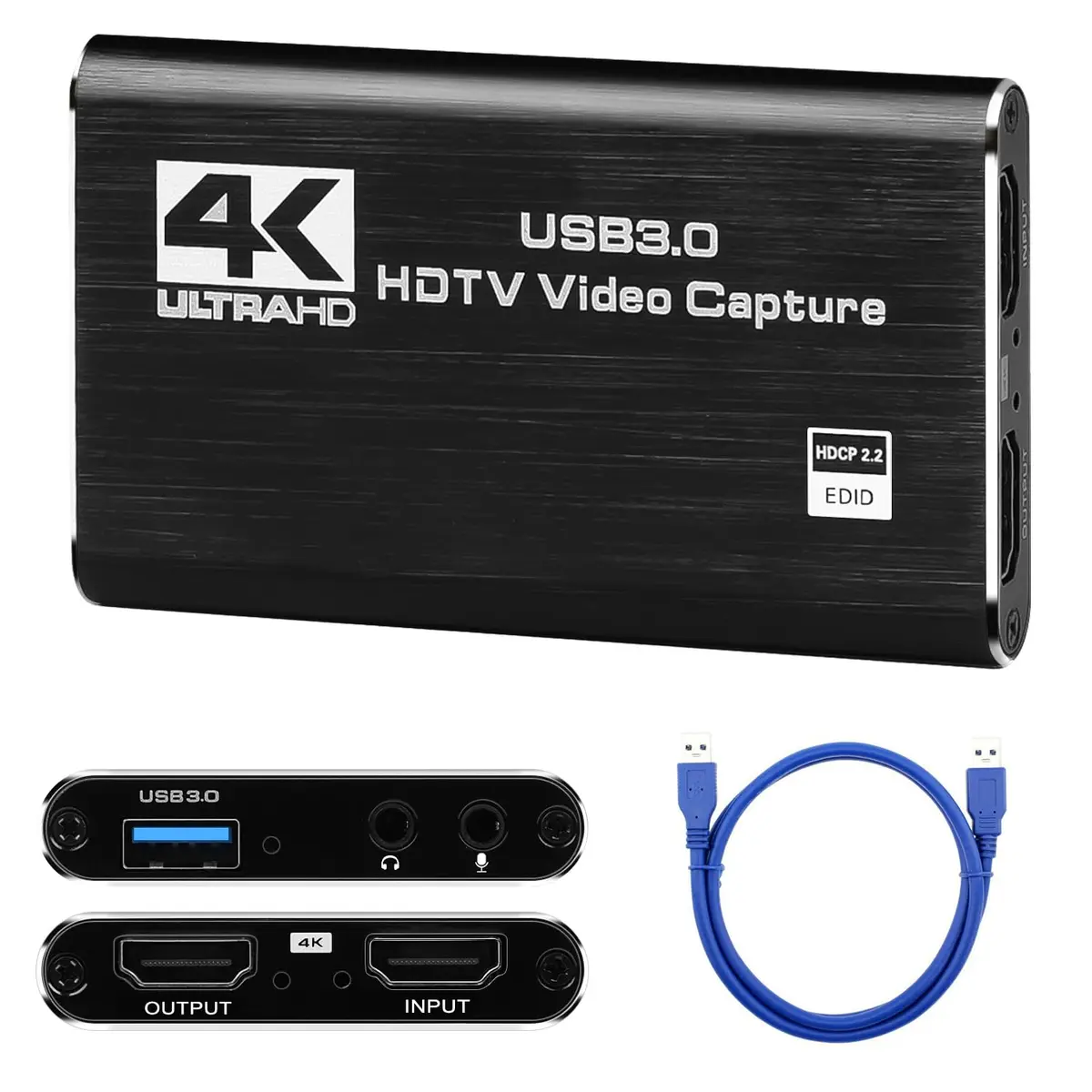 Gavzrt Placa de Captura HDMI 4K USB 3.0, Placa de Captura de Vídeo, Placa de Captura de Áudio e Vídeo, Dispositivo de Captura de Jogos USB 3.0, Placa de Captura para Streaming - 1