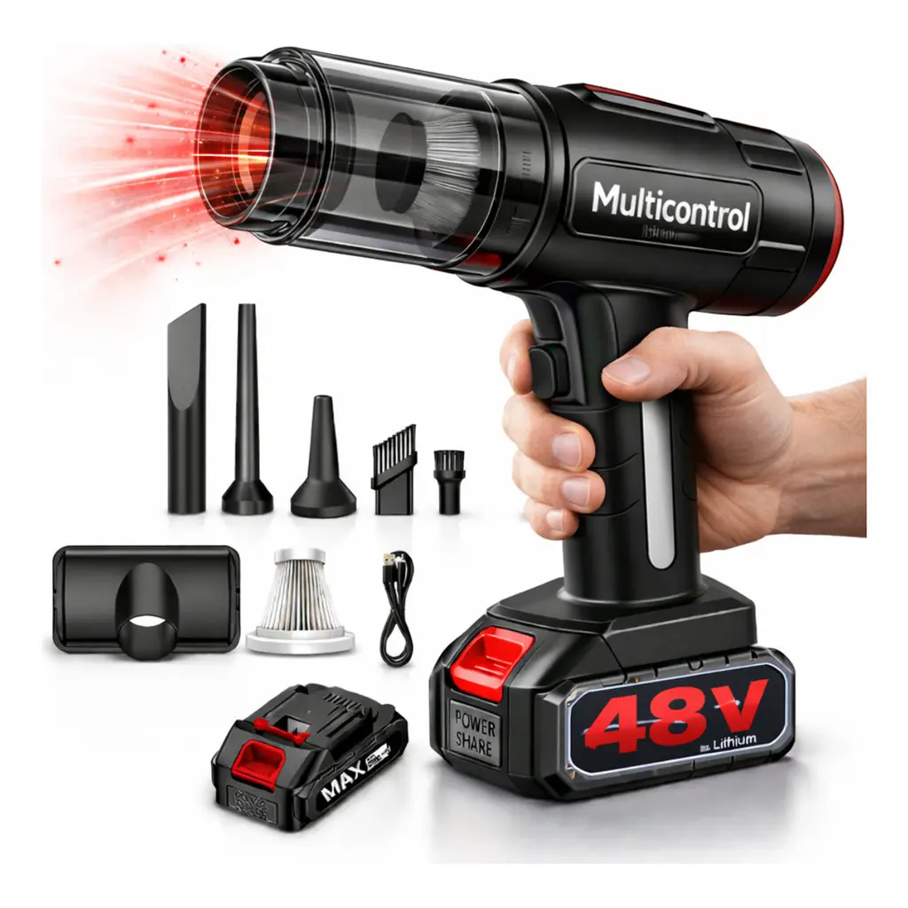 Aspirador De Pó Portatil Automotivo Casa Turbo Sem Fio 48v 3000mah Soprador Bivolt Para Carro e Casa