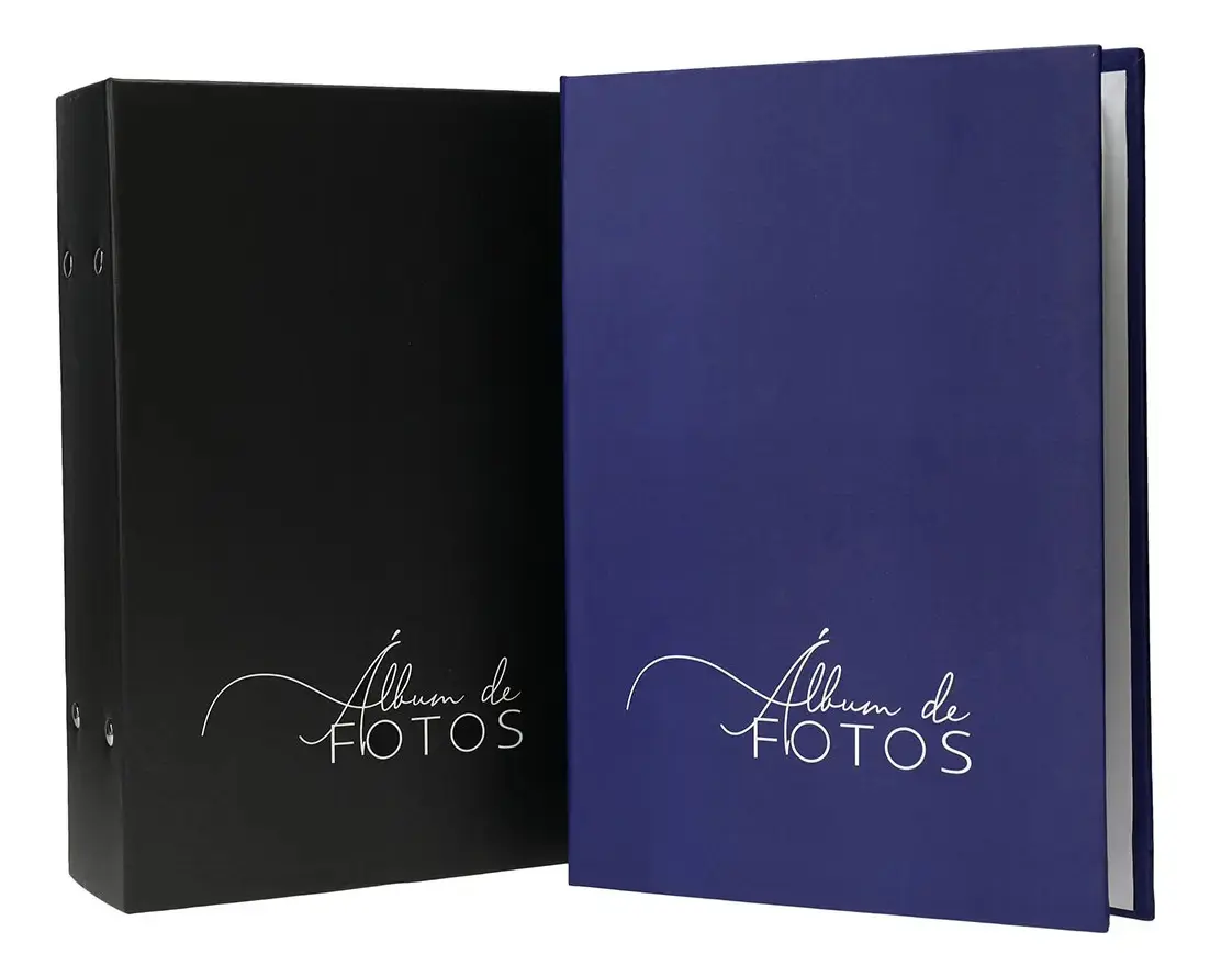 2 Álbuns 500 Fotos 10x15 Total 1000 Fotos Azul Bebê+ Roxo Cor Preto E Azul Marinho Album