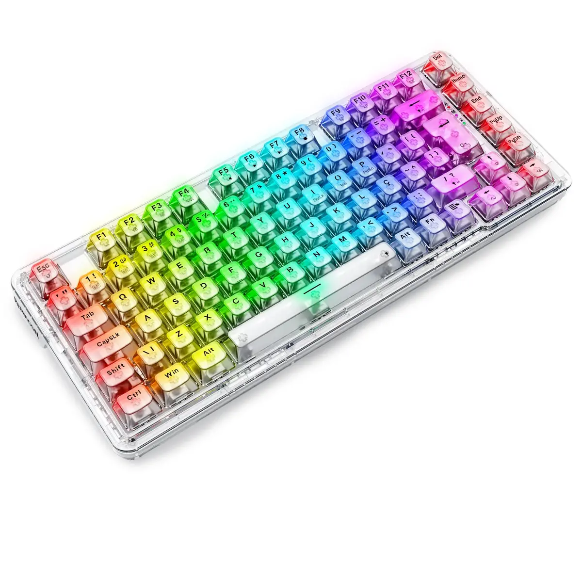 TECLADO MECANICO GAMER ELF PRO RGB CRYSTAL CLEAR TRANSPARENTE