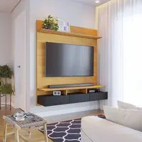 Painel Para Tv Até 60 Polegadas Studio 3 Gavetas Nature E Preto - 1