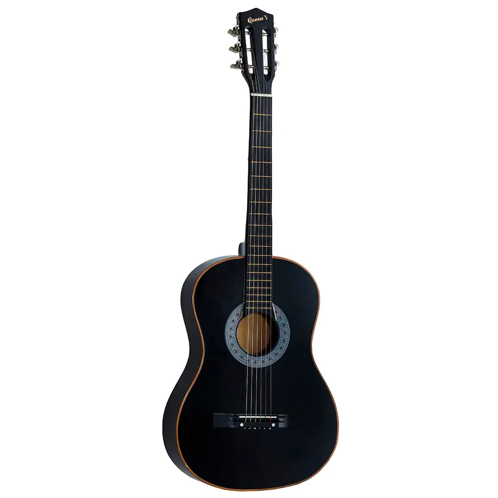 Violão Queen’s Acústico Clássico de 6 Cordas de Nylon em Madeira Natural Preto