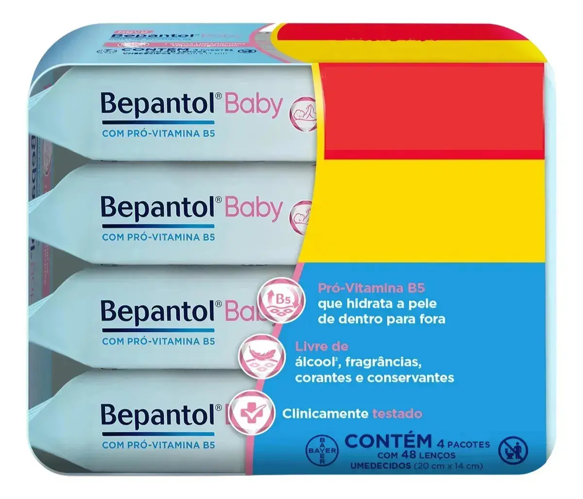 Kit com 4 Lenços Umedecidos Hipoalergênico 48un - Bepantol