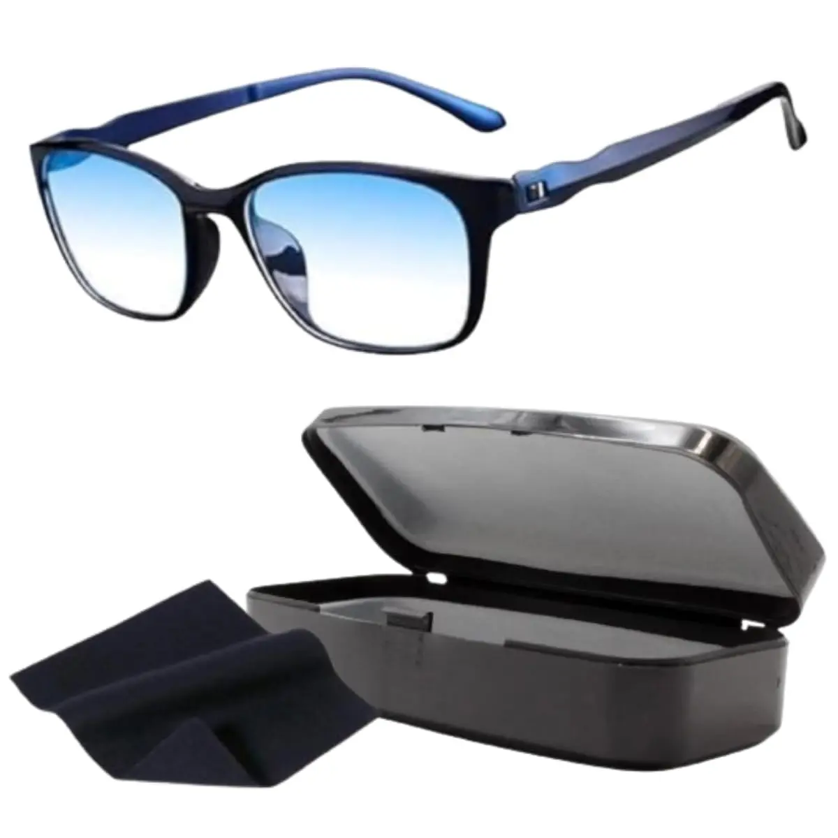 KIT Óculos Contra Luz Azul de Computador, Tablet ou Celular Filtro Azul Confortável e Leve Completo com Estojo Case e Flanela PREMIUm DUPIN
