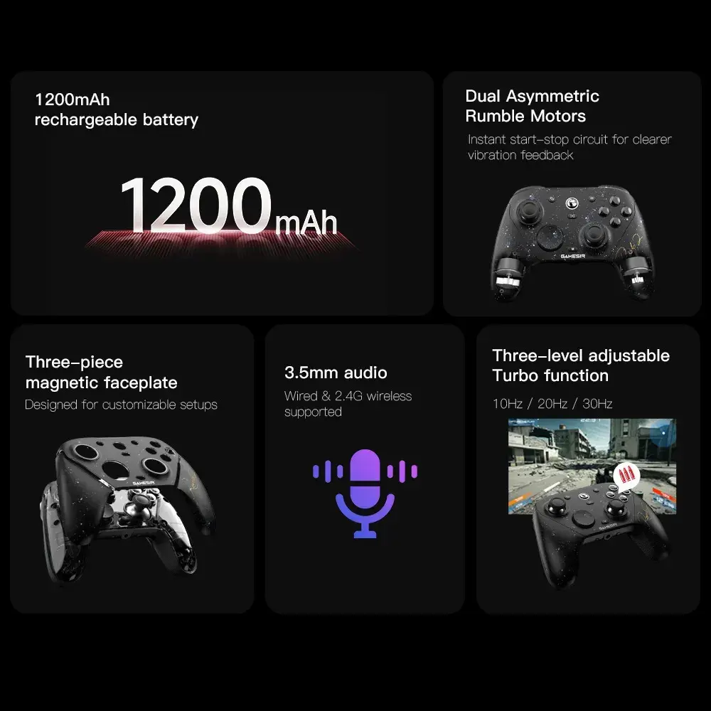 GameSir G7 Pro 8K PC Edición Royal2: controle oficial com sincronização de 8 kHz, joysticks TMR Gen-2, gatillos duplos, 4 macros e giroscópio — para conquistar o Crisol, somente para Windows PC thumbnail 8