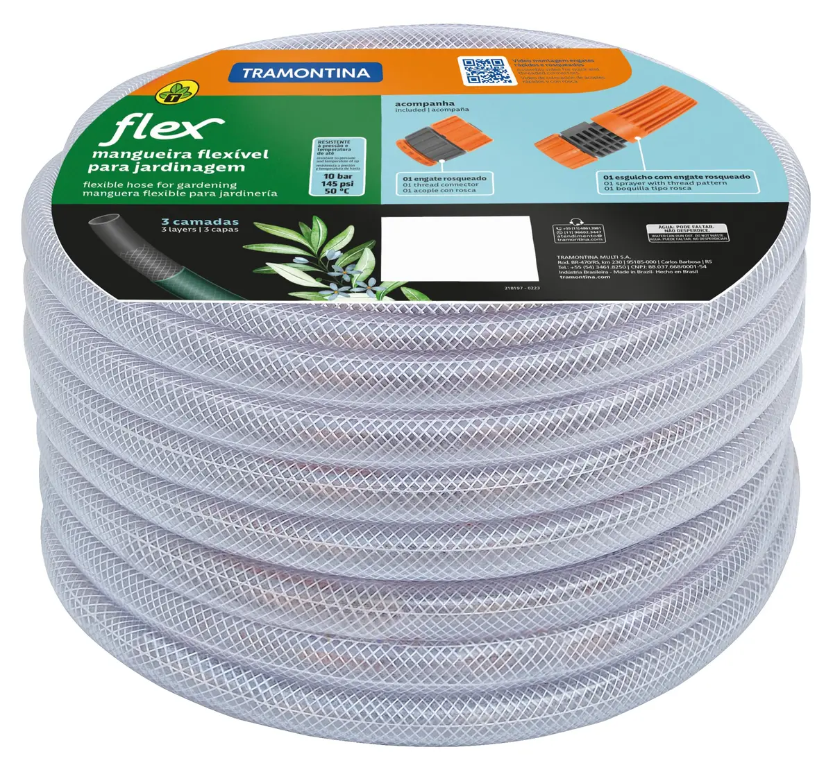 Mangueira Flex Para Jardim, 10 M, Com Engates Rosqueados E Esguicho