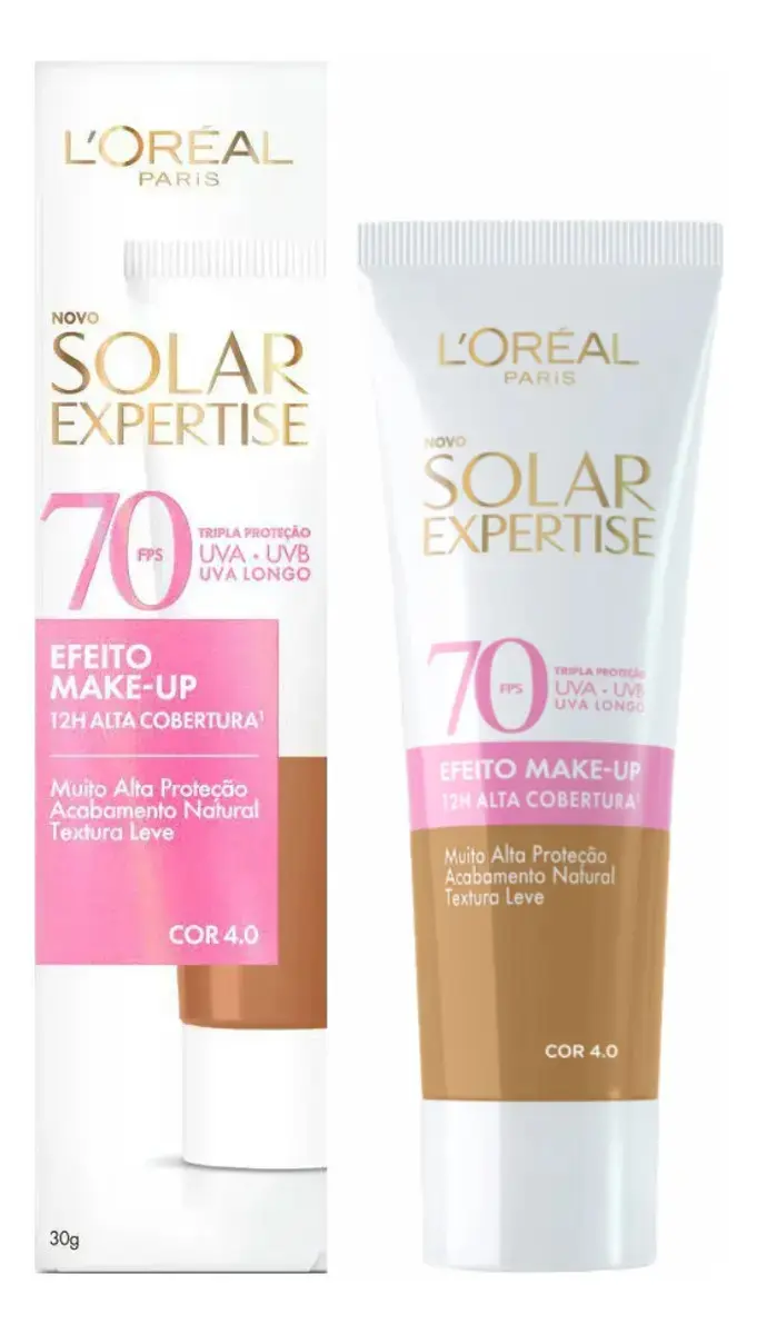 L'Oréal Paris Solar Expertise Efeito Make Up 7.0 - Protetor Solar Facial com Cor FPS 70 Alta Cobertura 30g