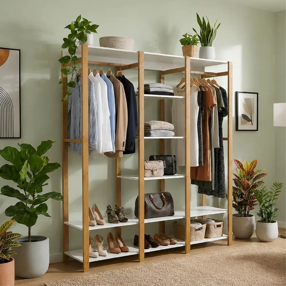 Noddo Closet Aberto Cabideiro Arara Estante Para Roupas Prateleiras | Guarda Roupas, Organização