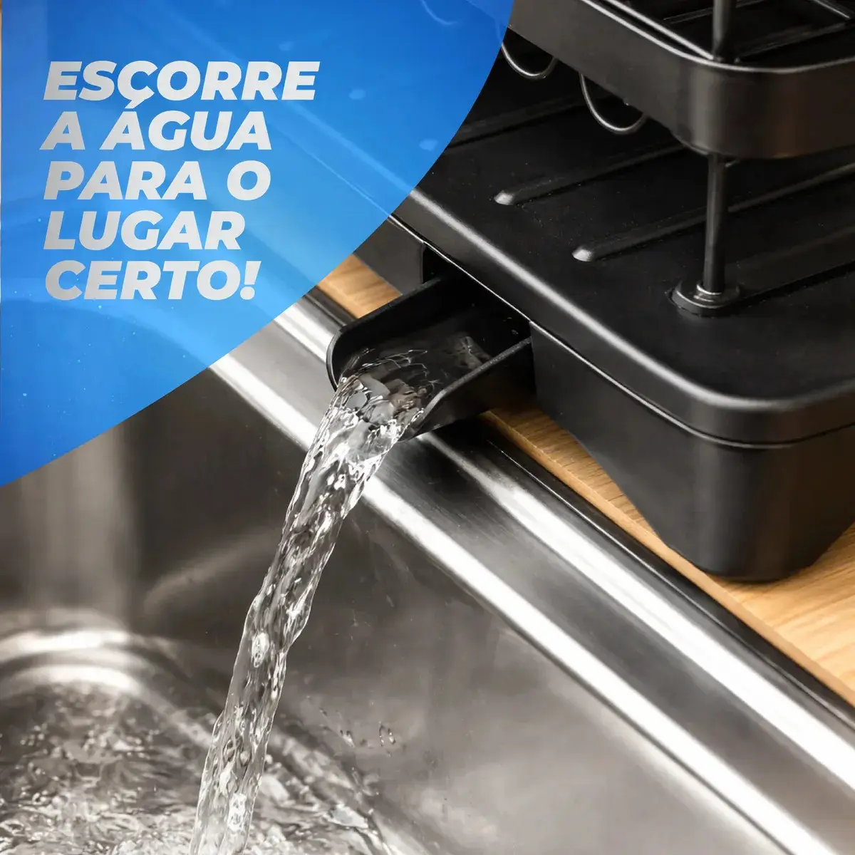 Escorredor De Louça Inox Porta Pratos Talheres Copos Preto Preto thumbnail 2