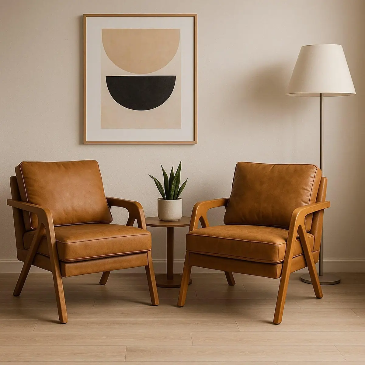 Kit 2 Poltronas Decorativas Corino Marrom Mona 65cm Caramelo