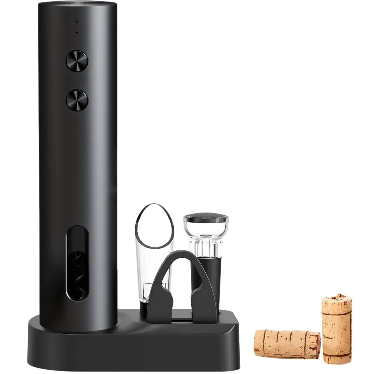 Abridor de Vinho Elétrico Recarregável Kit Aerador Corta Cápsula e Vácuo