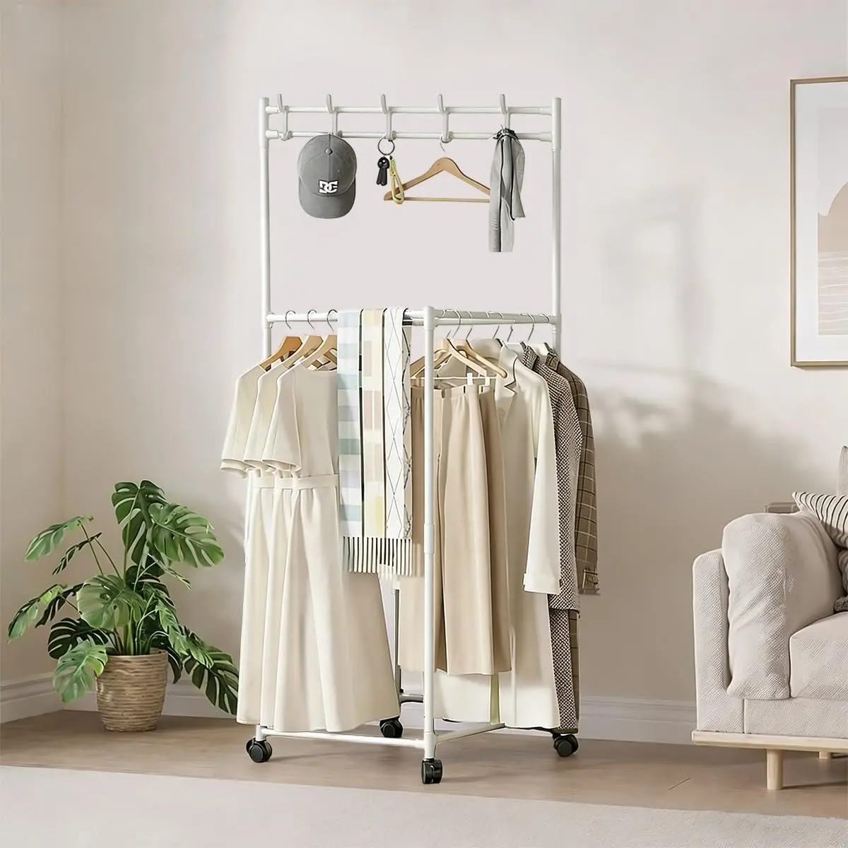 Arara 4 Nichos Com Prateleira Guarda Roupa (4 Nichos- Branco)