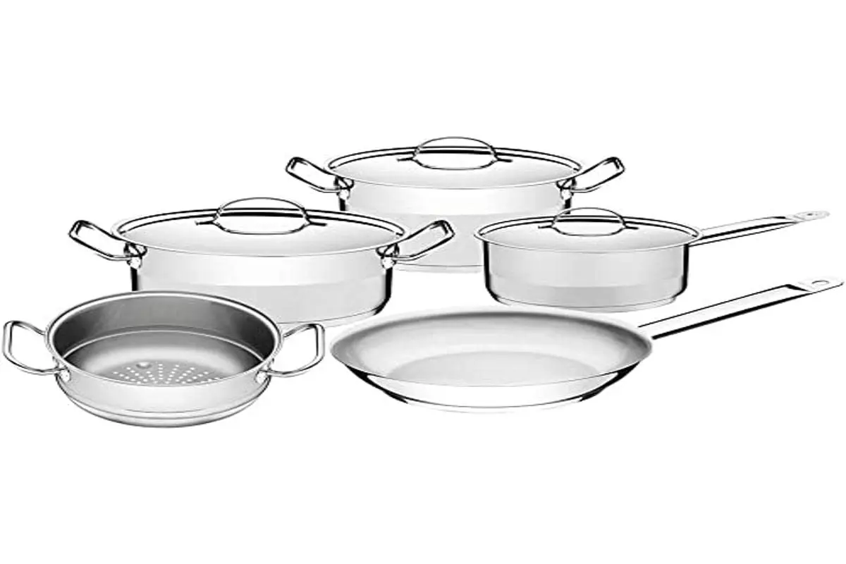 Jogo de Panelas Tramontina Professional em Aço Inox Fundo Triplo com Tampa Plana Detalhe Satinado 5 Peças