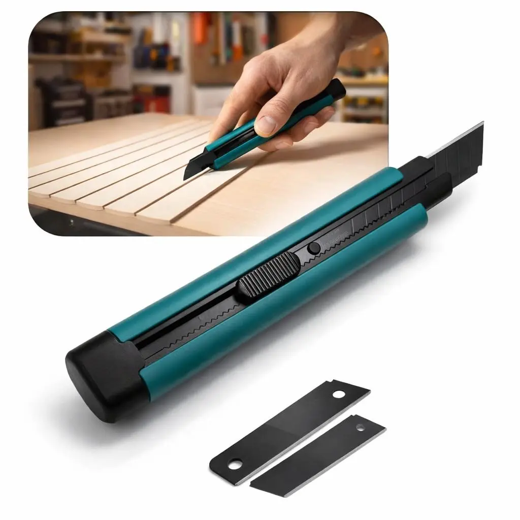 Estilete Profissional 18mm Retrátil Kit com 2 Lâminas Extra, Trava Automática e Corpo ABS Ergonômico, Inclui Lâminas Extras, para Corte de Papel, Madeira, Tecido - GOLFIELD