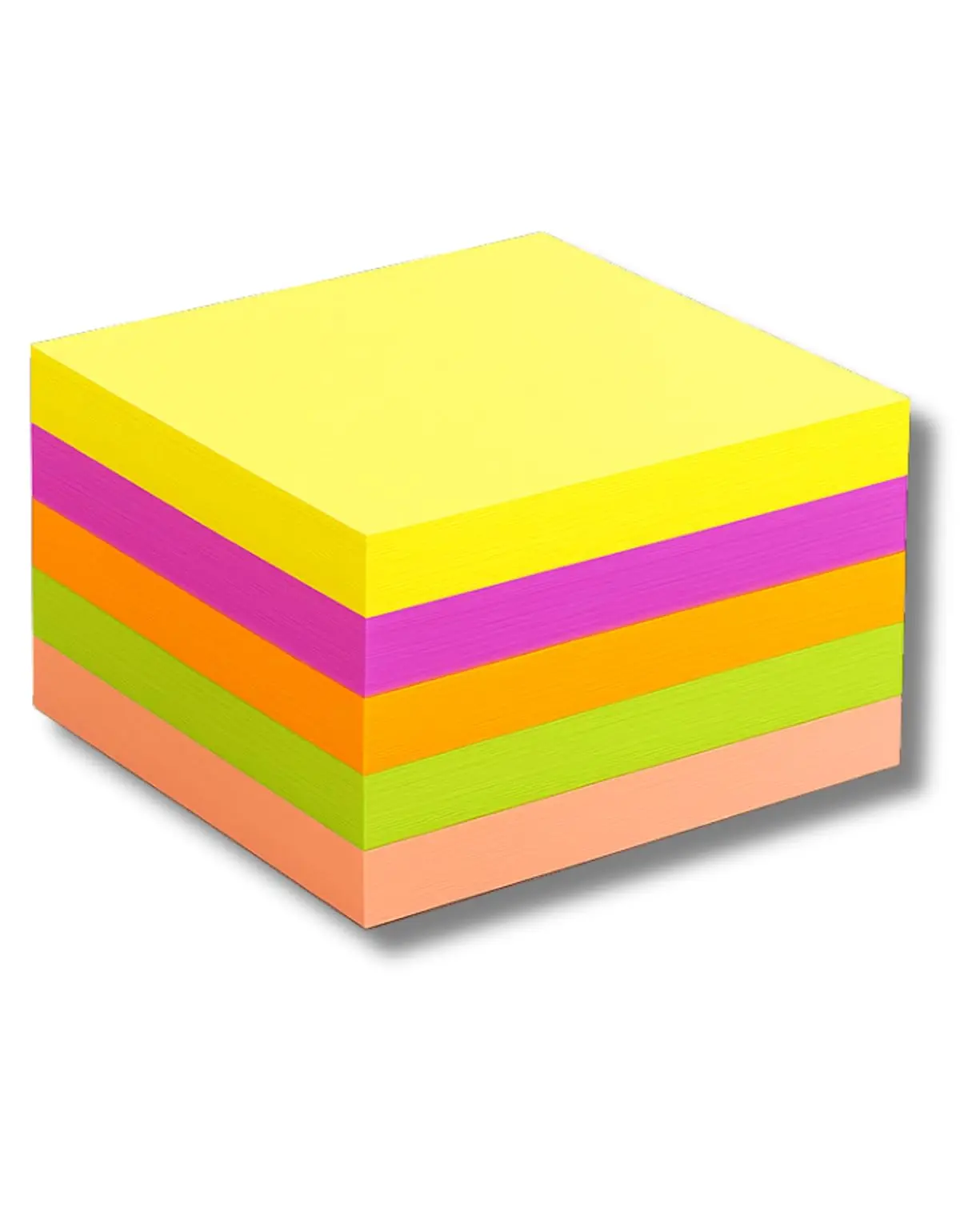 Bloco de Notas Adesivas Grande 7,5 x 7,5 cm, Cores Vibrantes, Alta Fixação - 1
