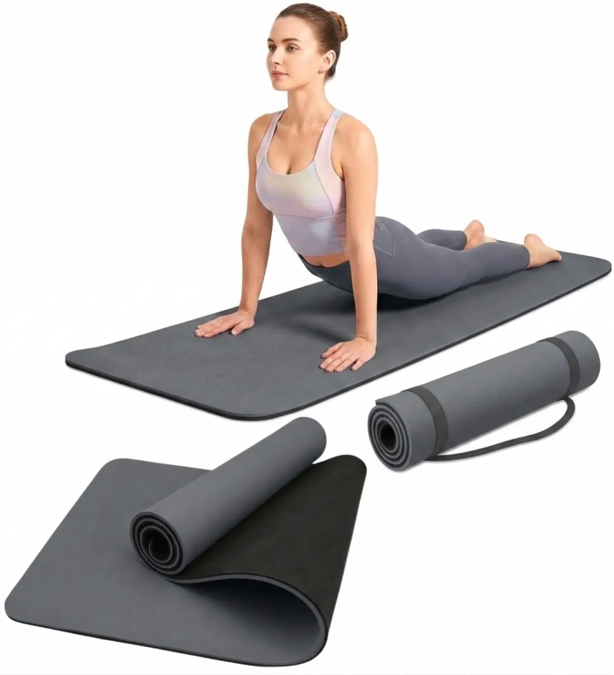 Tapete Yoga Grosso, Pilates, Tapete para Exercício Físico, Premium, Resistente, Macio, Base Antiderrapante, 183cm*61cm, 8mm