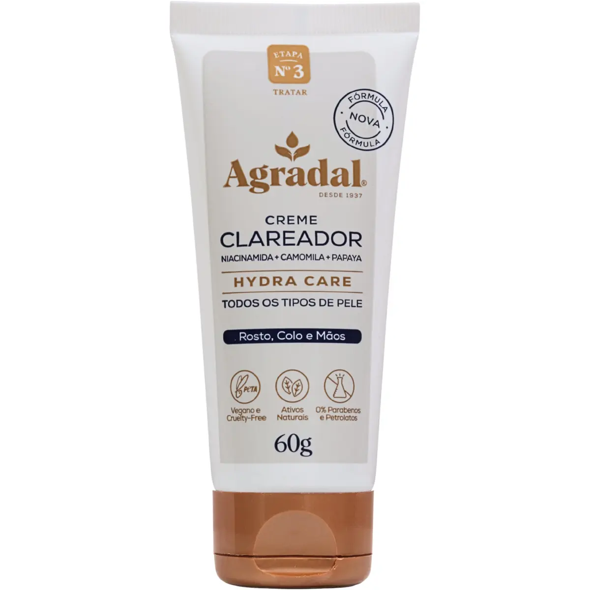 Creme clareador facial, Agradal, Hydra Care, camomila e papaya, 60g | Textura que não pesa, com toque macio e aveludado e sensação de frescor, para todos os tipos de pele - 1