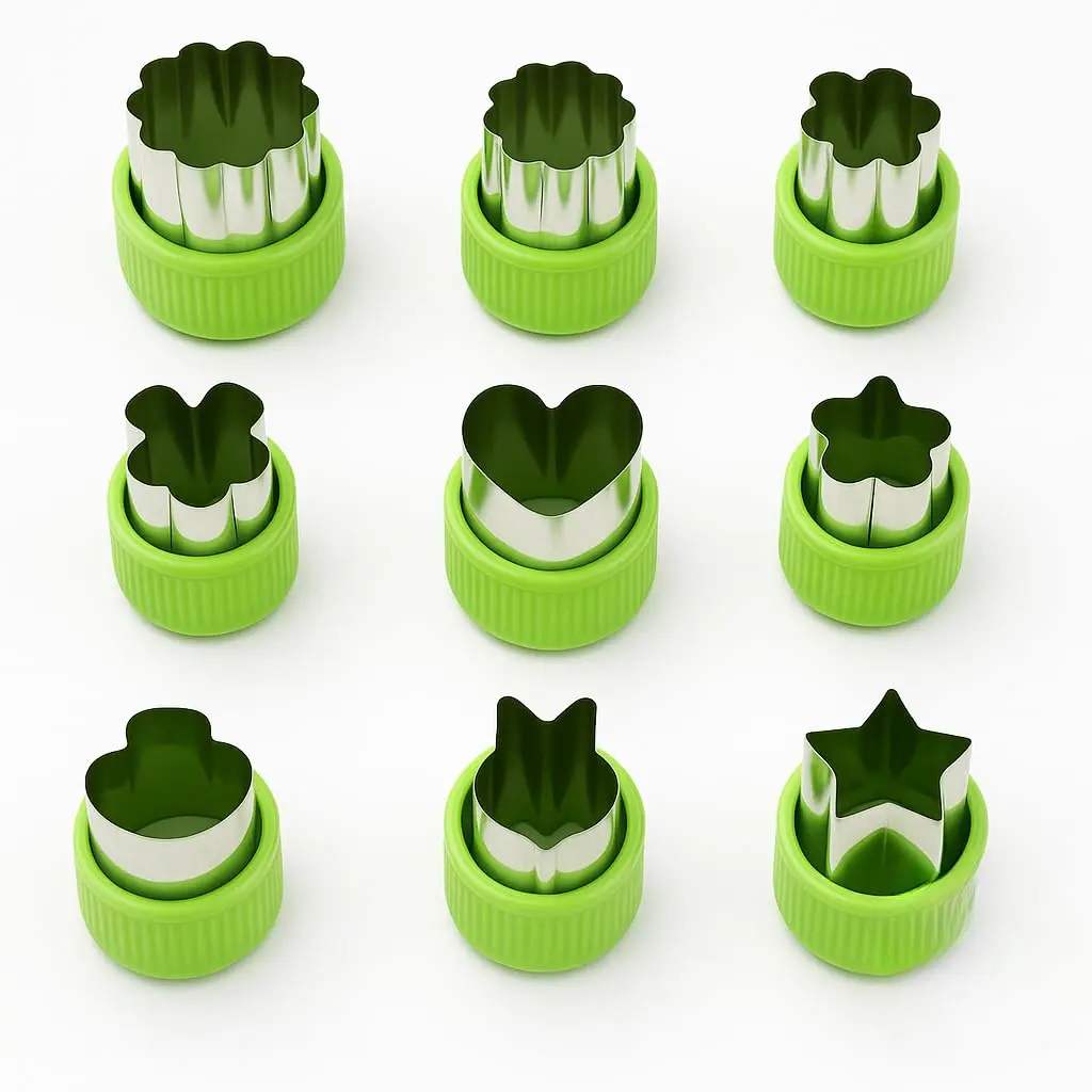 Cortador de Frutas, Legumes e Biscoitos 9 Peças Moldes Divertidos e Criativos para Massas Formatos Decorativos Ideal para Lanches Infantis, Cozinha Criativa e Confeitaria. - 1