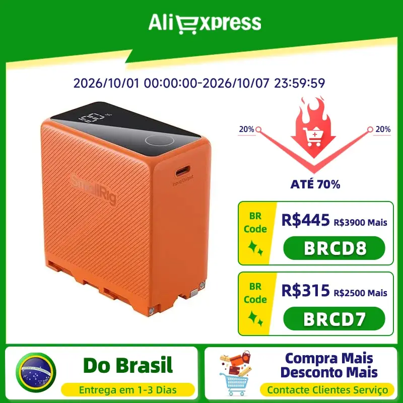 Bateria recarregável para câmera SmallRig NP-F97010500mAh/76,65WH, compatível com 4469/4576/4577, USB-C/USB-A I/O, 36W de carregamento rápido