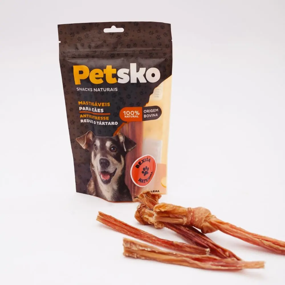 Petisco de Bexiga Bovina para Cães Petsko, Pack com 10 Unidades | Palito, 100% Natural - 1
